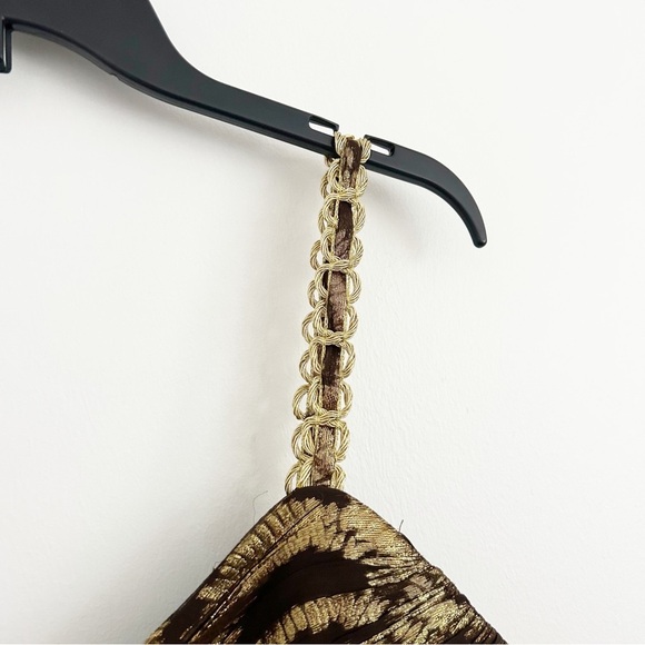 Vintage Y2K  NWT Silk Blend WD.NY Gold Metallic Brown Cami Blouse Size 8 - Picture 7 of 9